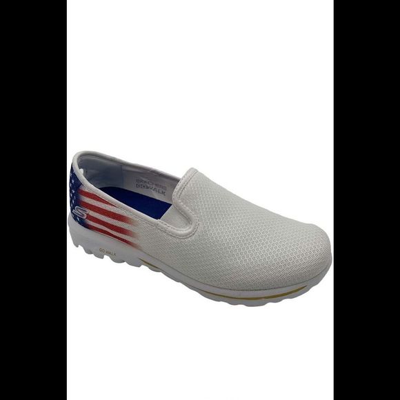 Skechers GOwalk Classic Washable Slip-Ons Stars and Stripes White - Wide - Picture 1 of 3